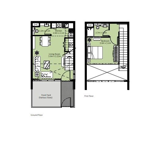 1 Bed 1165 Sq. Ft. Townhouse