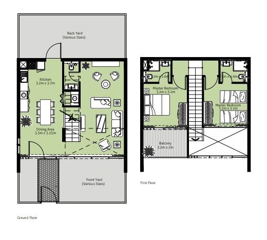 2 Beds 1732 Sq. Ft. Townhouse