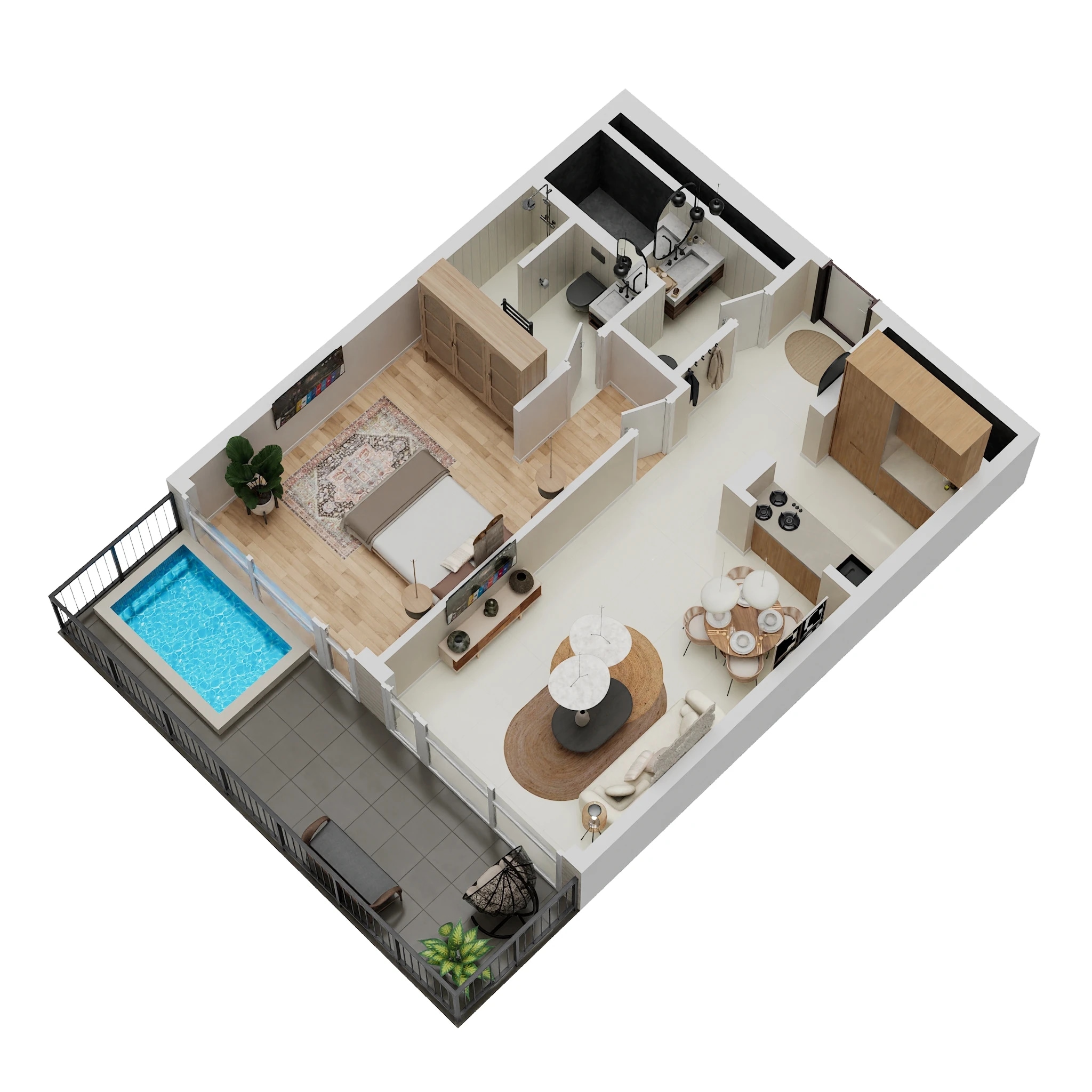 1 Bed 750 Sq. Ft. Apartment