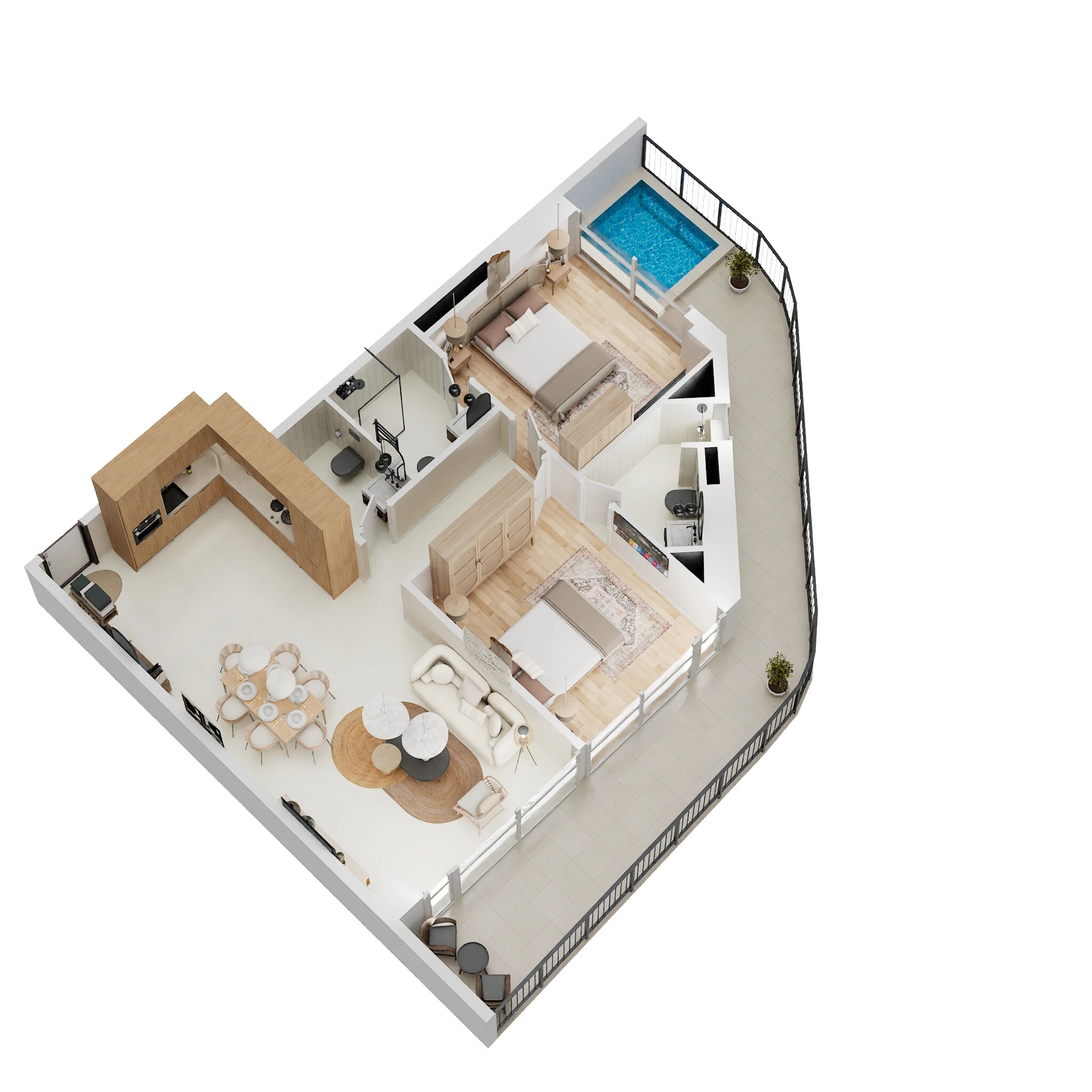 2 Beds 1390 Sq. Ft. Apartment