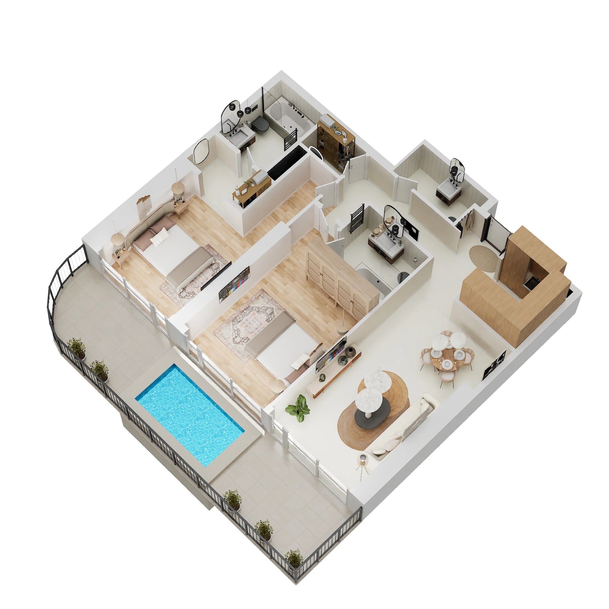 2 Beds 1250 Sq. Ft. Apartment