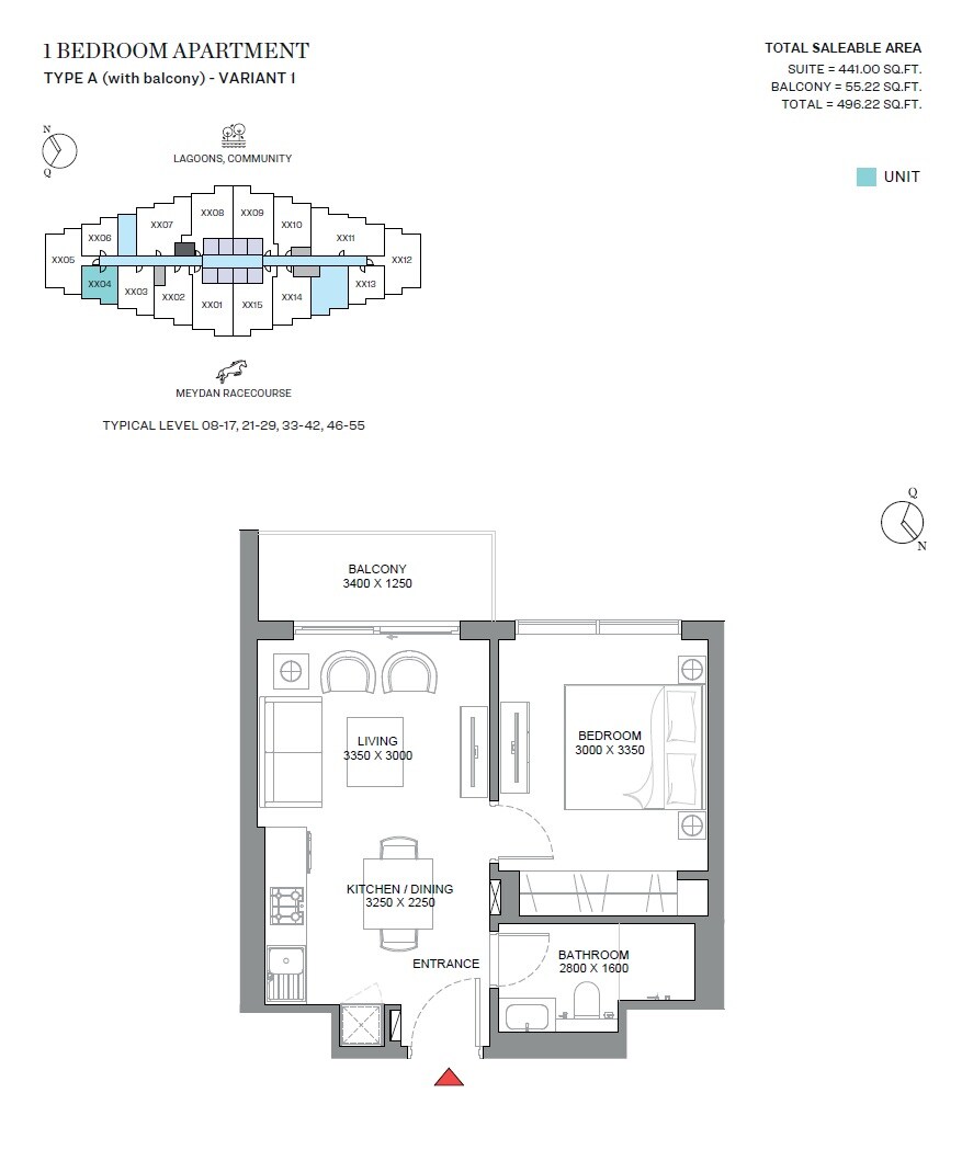 1 Bed 496 Sq. Ft. Apartment