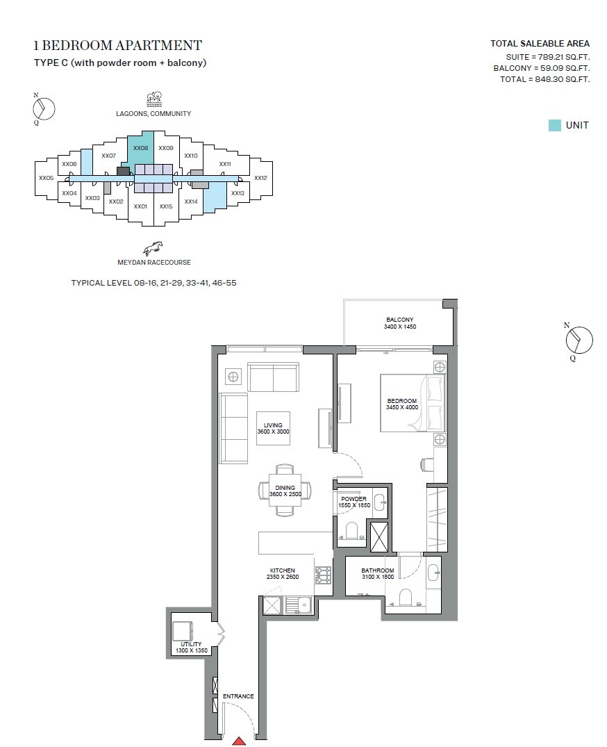 1 Bed 848 Sq. Ft. Apartment