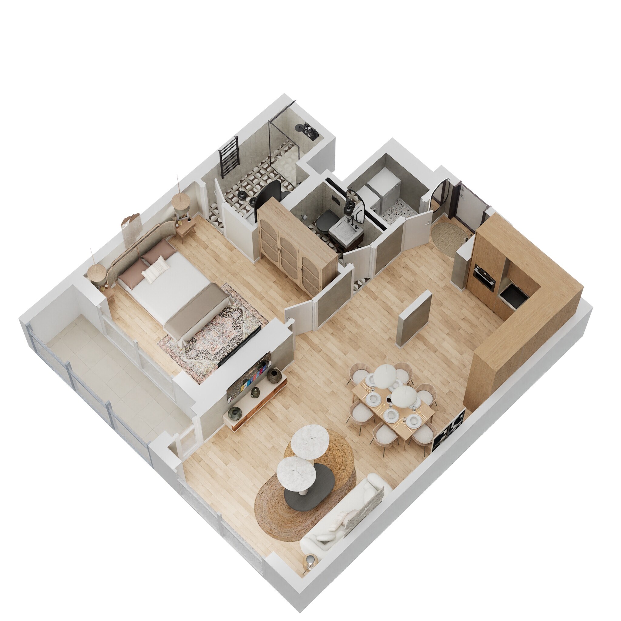 1 Bed 745 Sq. Ft. Apartment