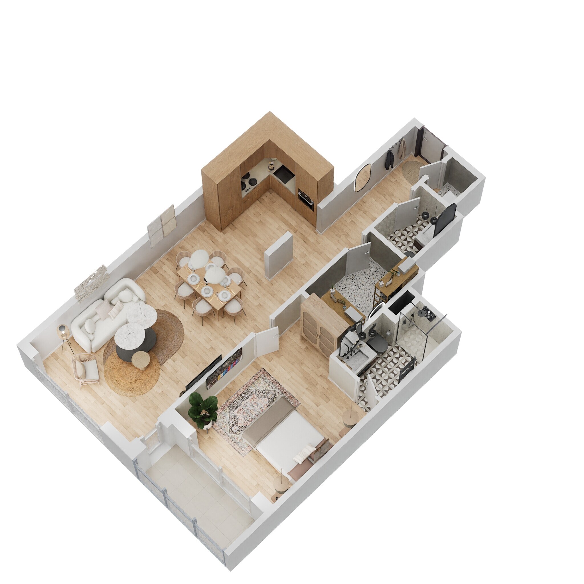 1 Bed 853 Sq. Ft. Apartment