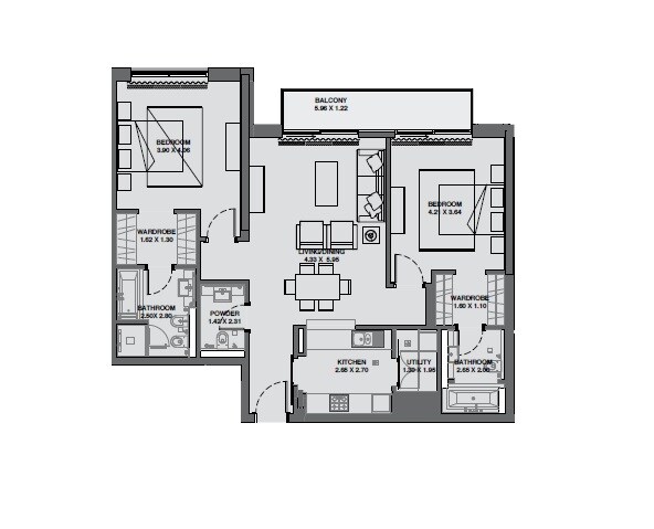 2 Beds 1300 Sq. Ft. Apartment