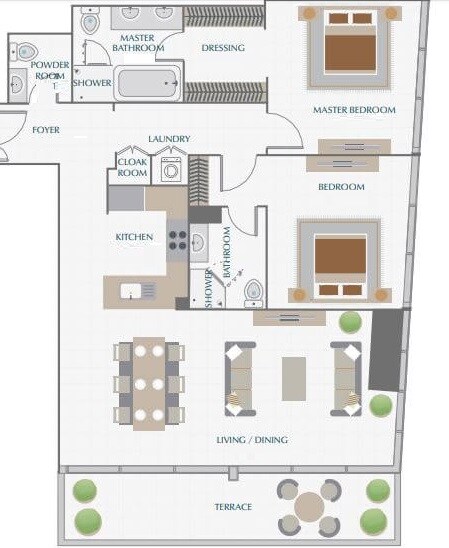2 Beds 2046 Sq. Ft. Apartment