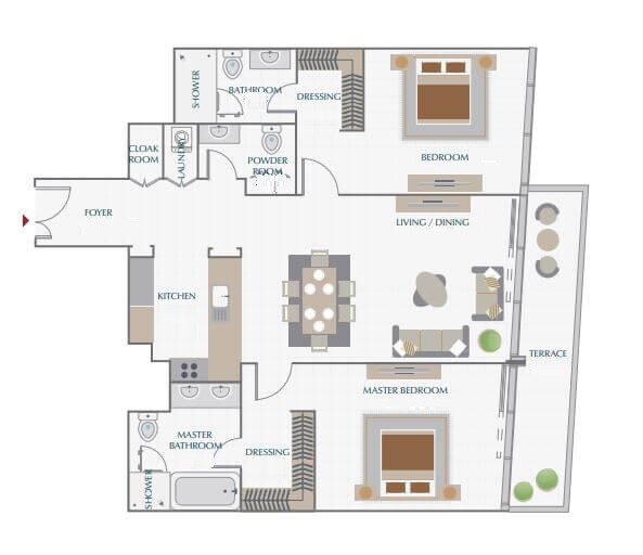3 Beds 2160 Sq. Ft. Apartment