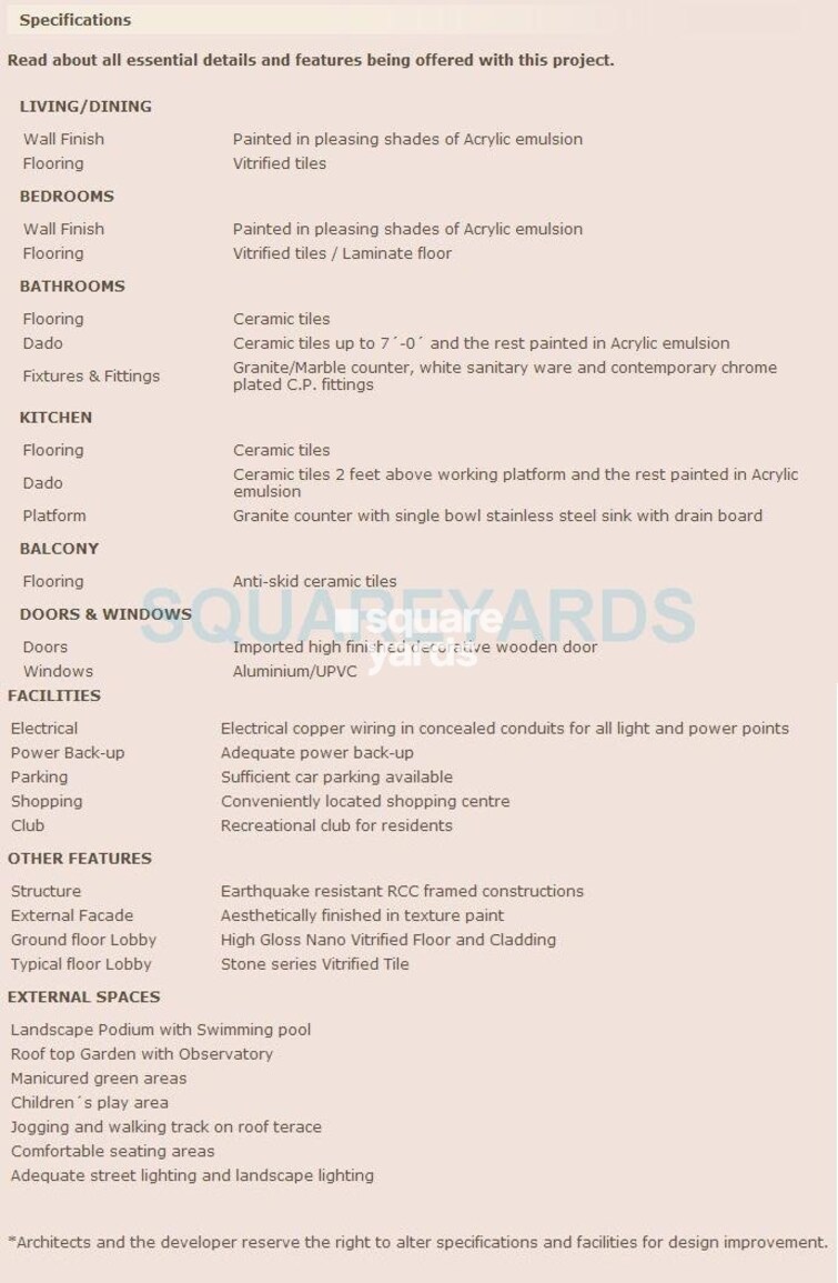 BPTP Park Sentosa Specification