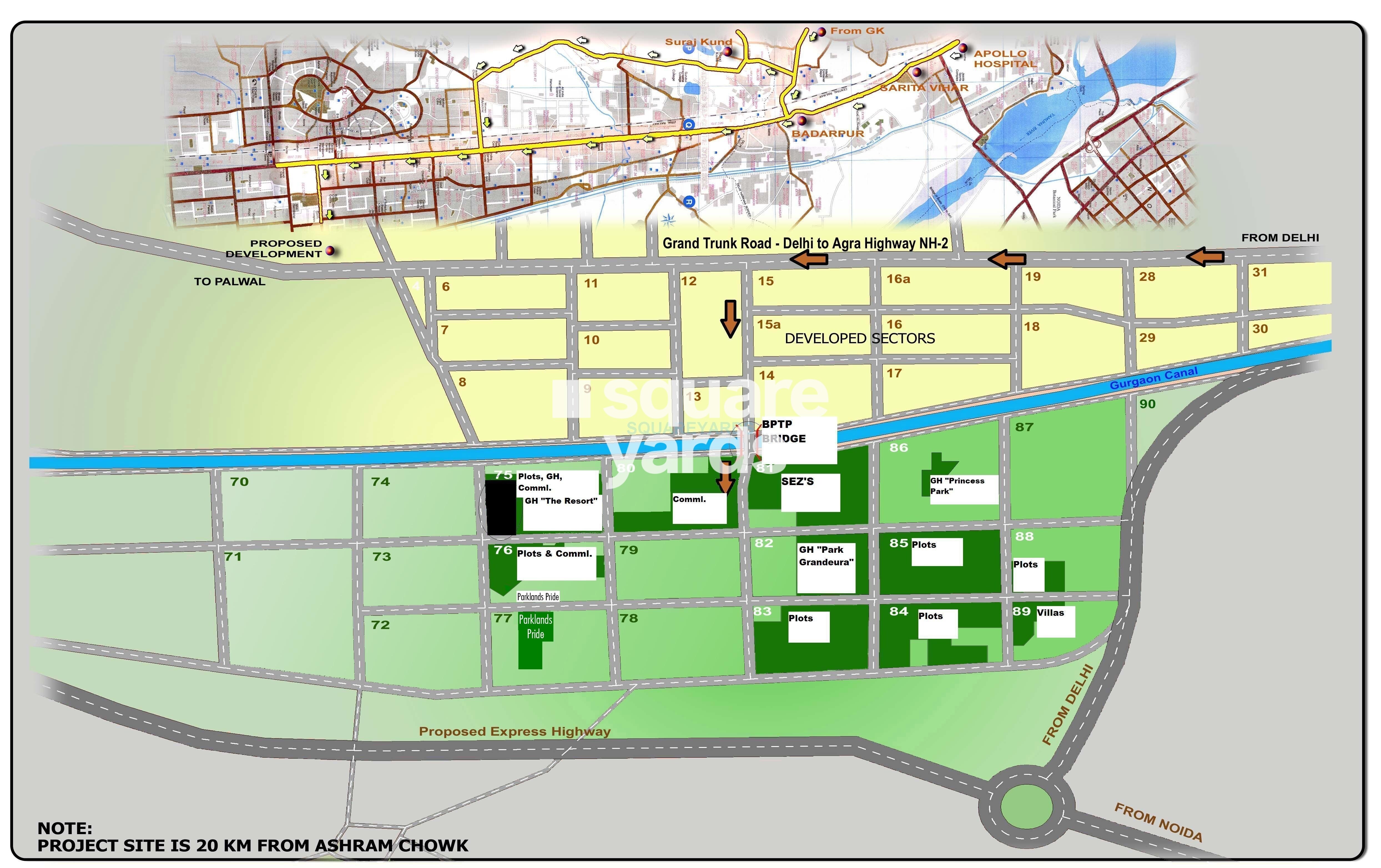 BPTP Parkland Pride Location Image