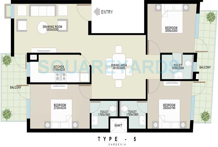 Floor plan of 3 BHK 1674 Sq. Ft. Ind Floor in Achievers Gardenia Floors, Faridabad
