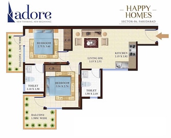 2 BHK Apartment For Resale in Adore Happy Homes Sector 86 Faridabad  7105007