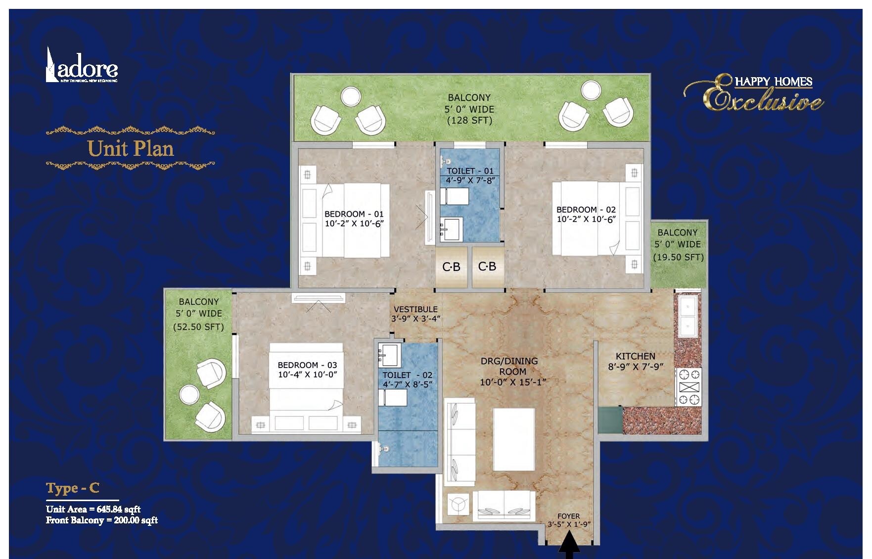  3 BHK Apartment at Adore Happy Homes Exclusive, Neharpar Phase 2 – for Sale