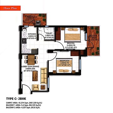  2 BHK Apartment at Agrasain Spaces Aagman Phase 2, Sector 70 – for Sale