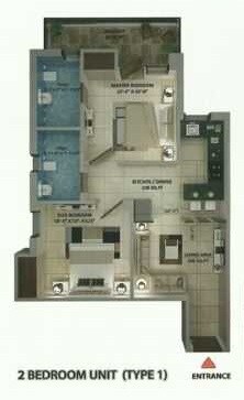 Floor plan of 2 BHK 593 Sq. Ft. Apartment in Amolik Heights, Faridabad