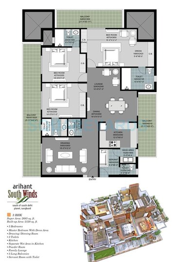  3 BHK Apartment at Arihant South Winds, Sector 41 – for Sale