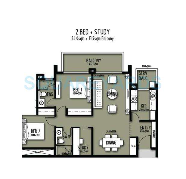 2 BHK 1239 Sq. Ft. Apartment in Astrum Homes Alta Casa