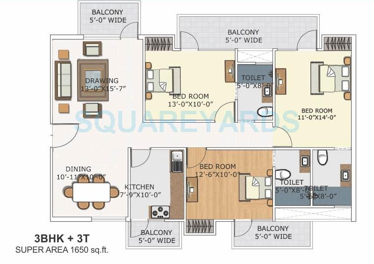 blue solitaire apartment 3bhk 1650sqft 1