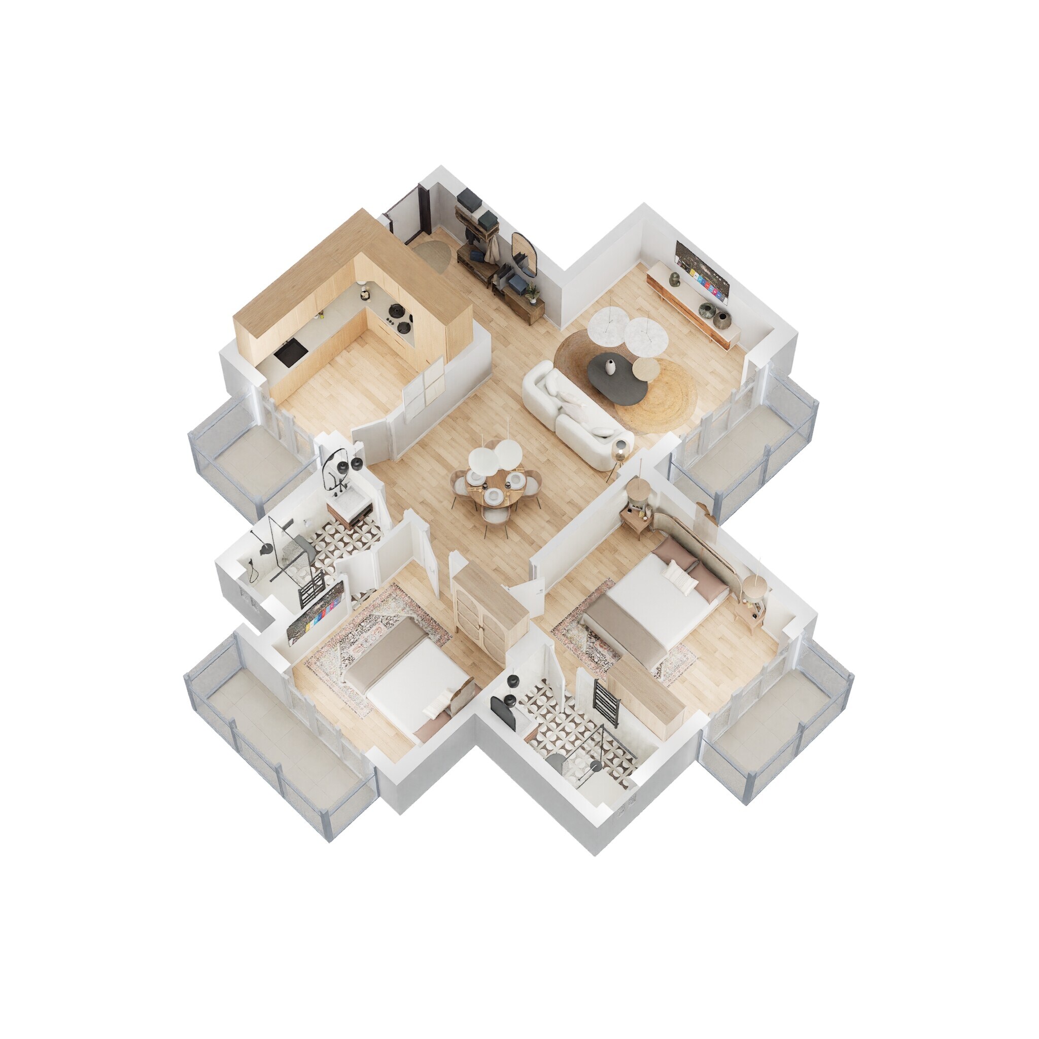 Floor plan of 2 BHK 1325 Sq. Ft. Apartment in BPTP Park Grandeura, Faridabad