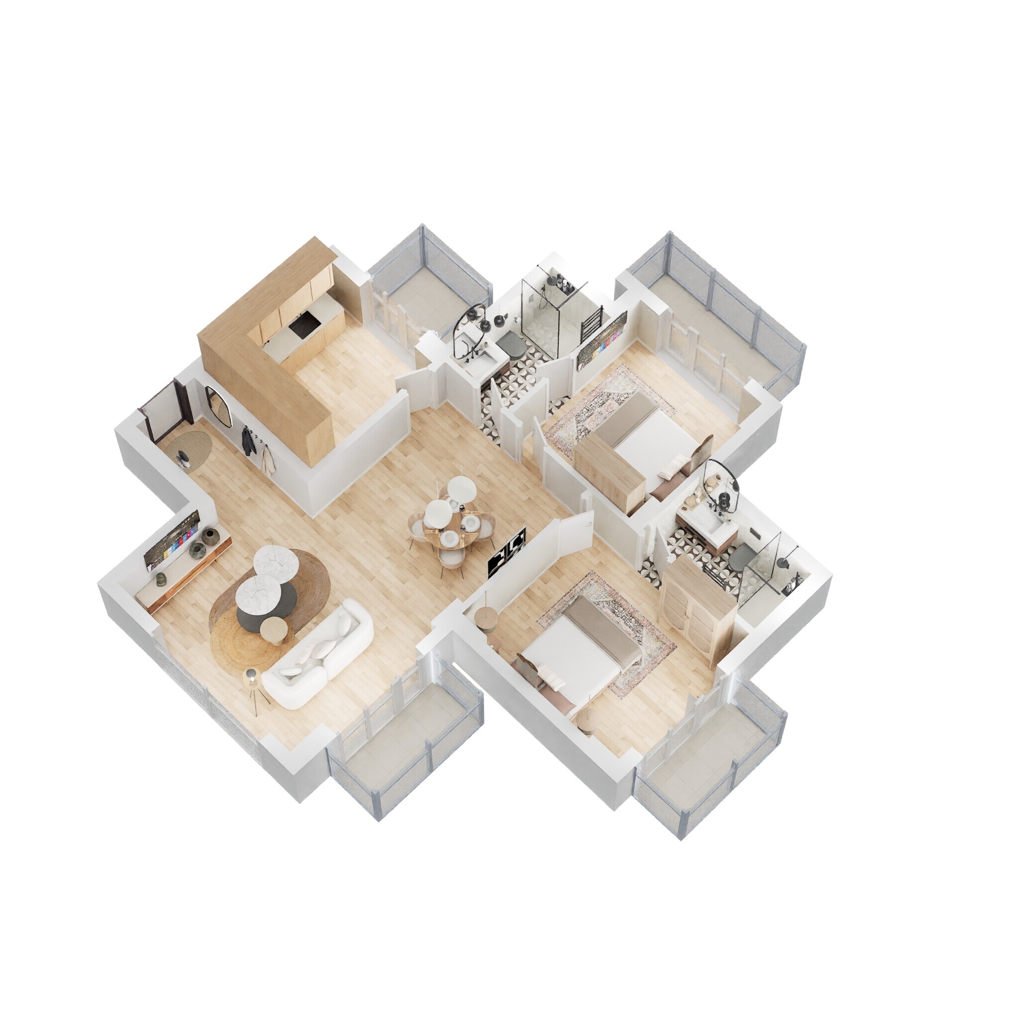 Floor plan of 2 BHK 1342 Sq. Ft. Apartment in BPTP Park Grandeura, Faridabad