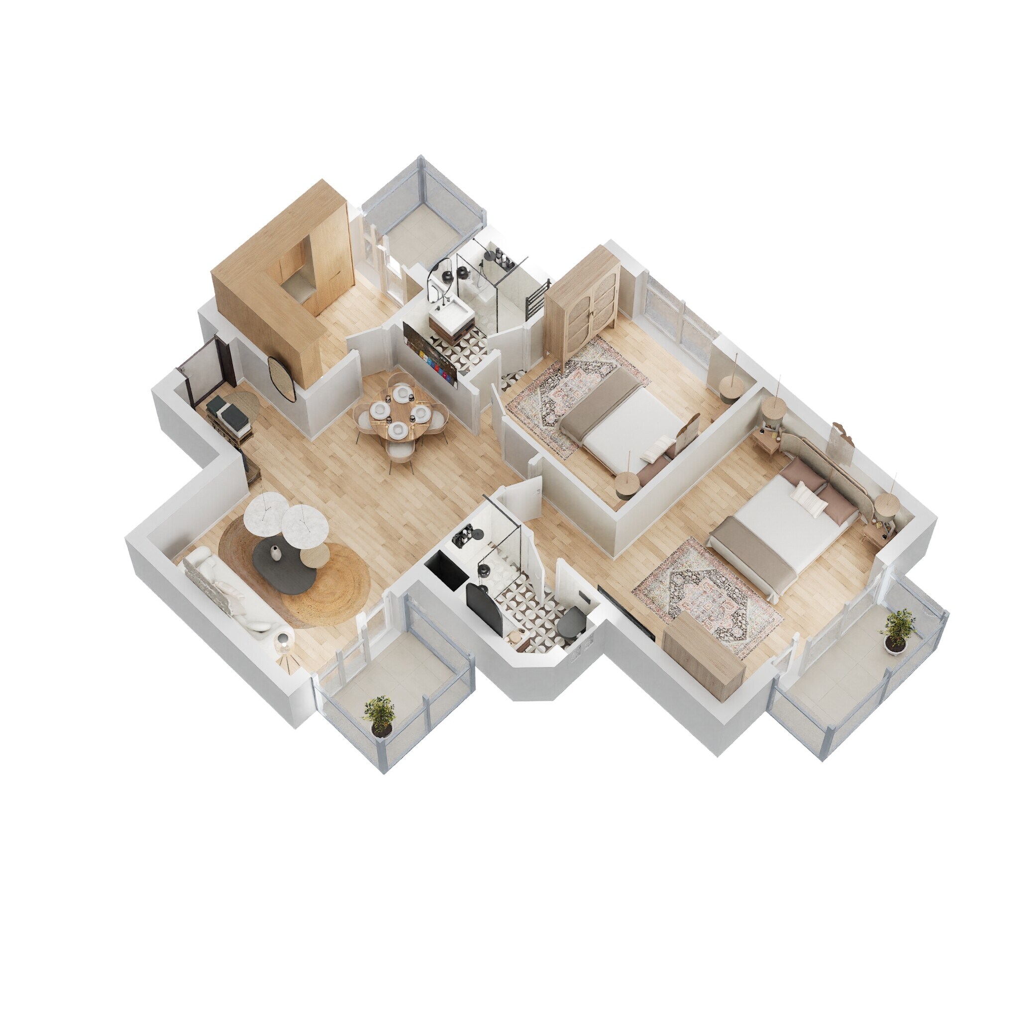 Floor plan of 2 BHK 1107 Sq. Ft. Apartment in BPTP Park Arena, Faridabad