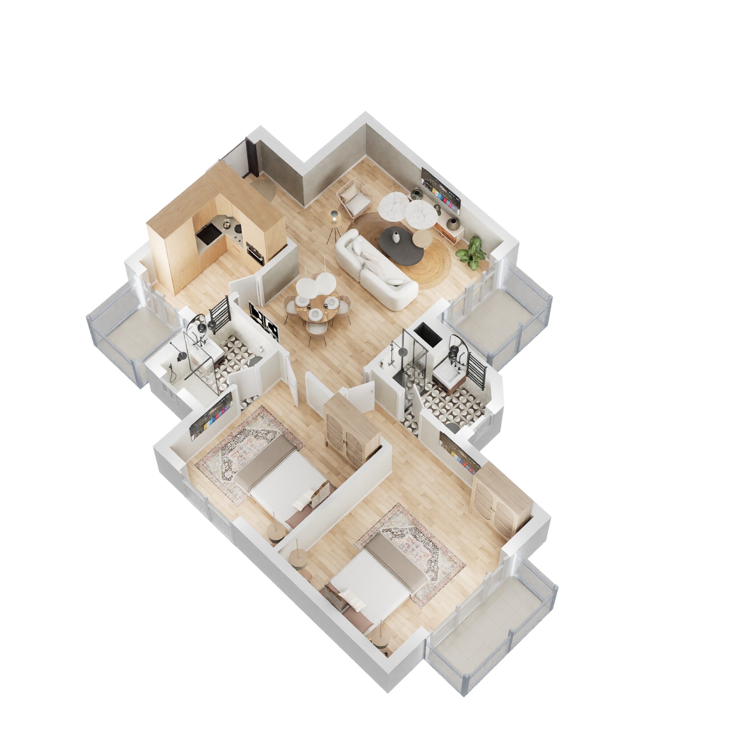 bptp park arena apartment typical 2bhk 1150sqft 1 3d 4526