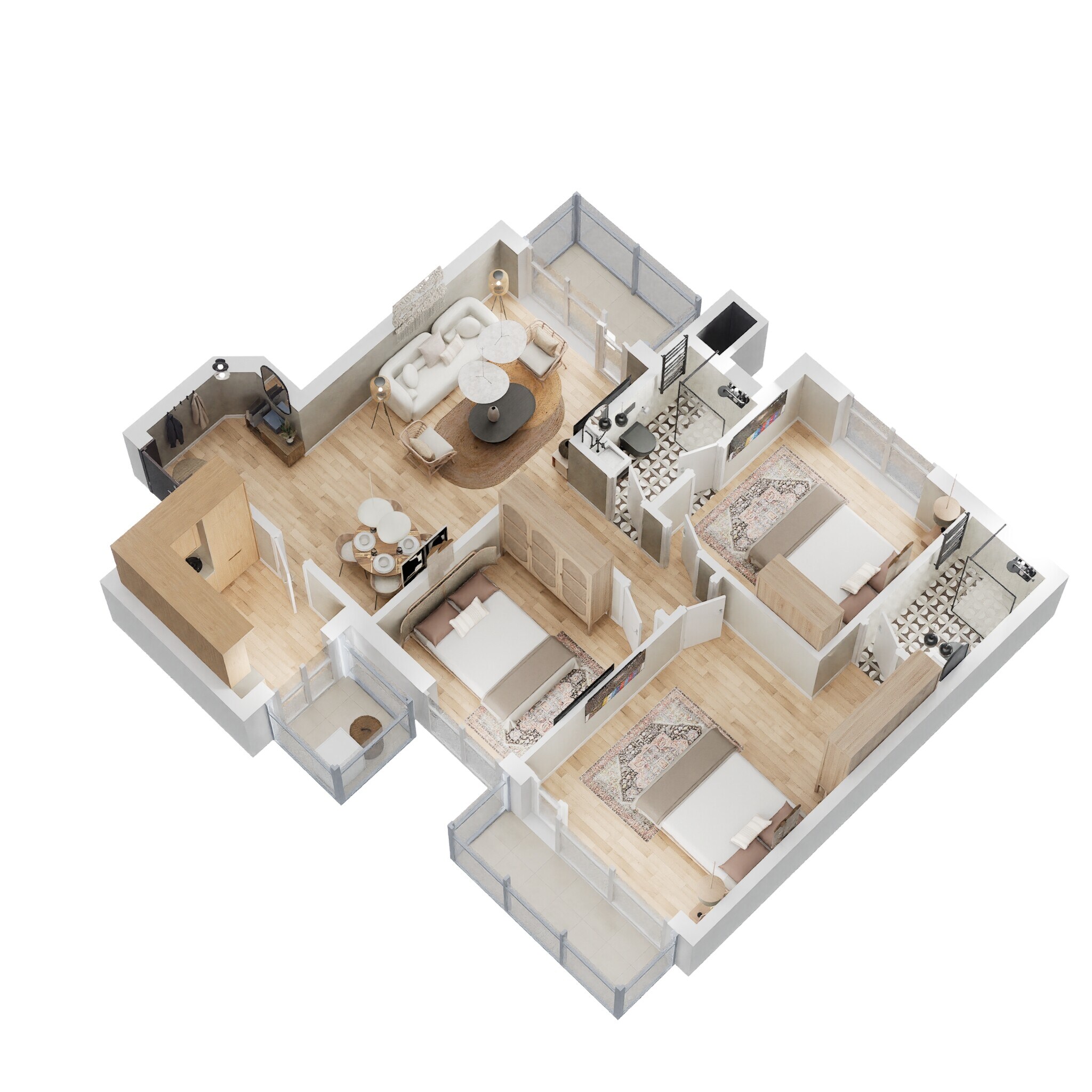 Floor plan of 3 BHK 1382 Sq. Ft. Apartment in BPTP Park Arena, Faridabad
