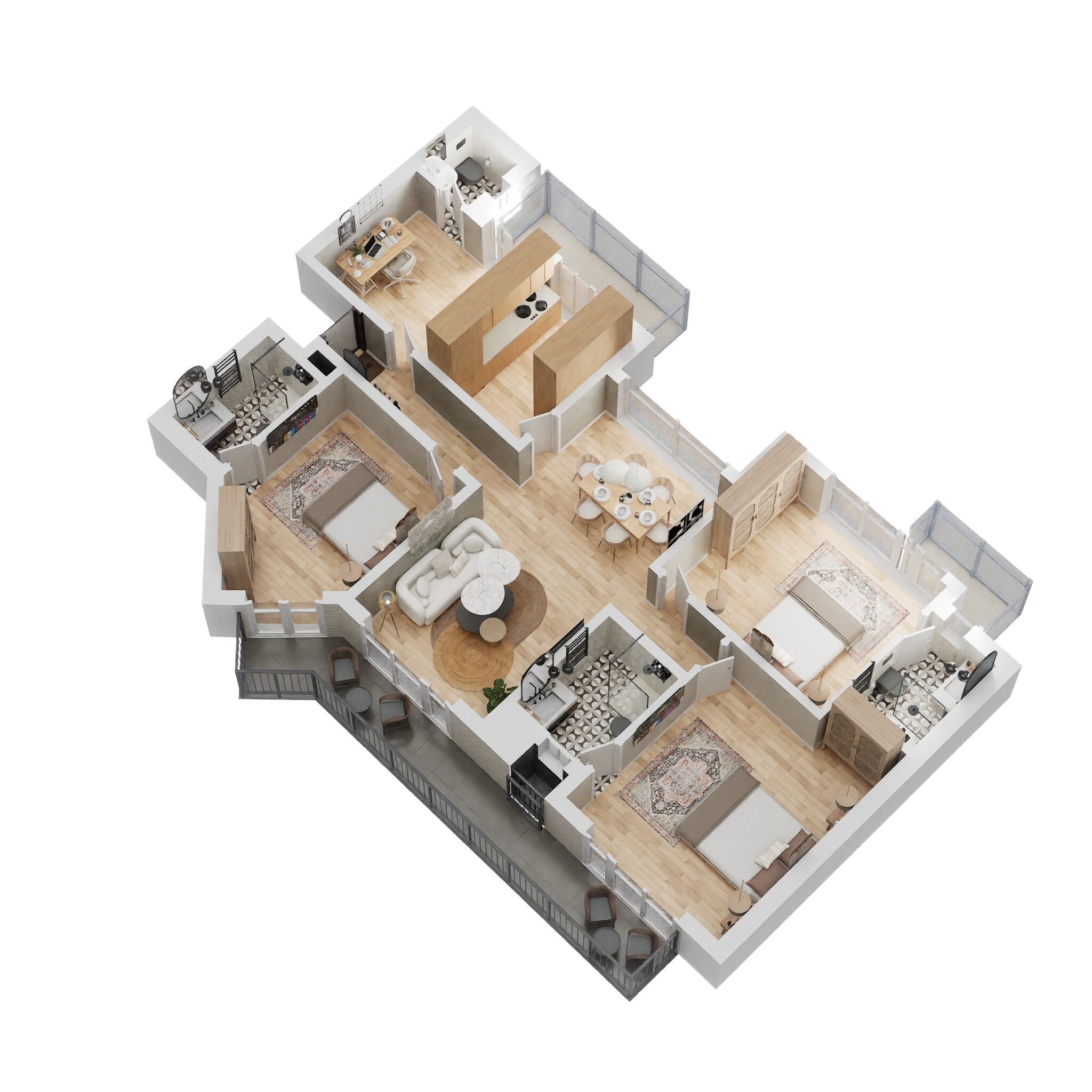 Floor plan of 3 BHK 1874 Sq. Ft. Apartment in BPTP Park Arena, Faridabad