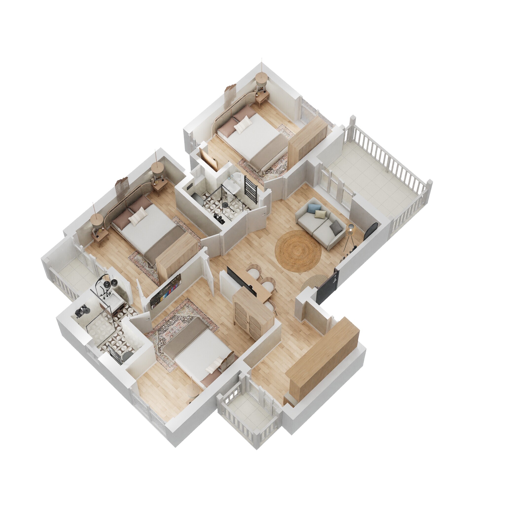 Floor plan of 3 BHK 876 Sq. Ft. Ind Floor in BPTP Park Elite Floors, Faridabad