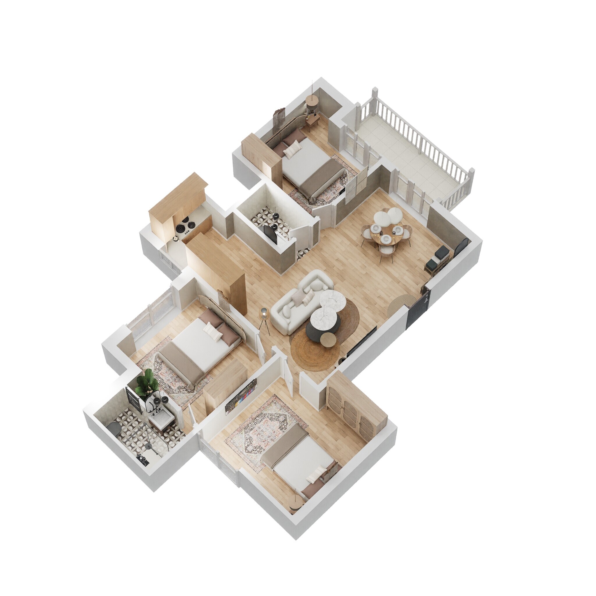 Floor plan of 3 BHK 1022 Sq. Ft. Ind Floor in BPTP Park Elite Floors, Faridabad
