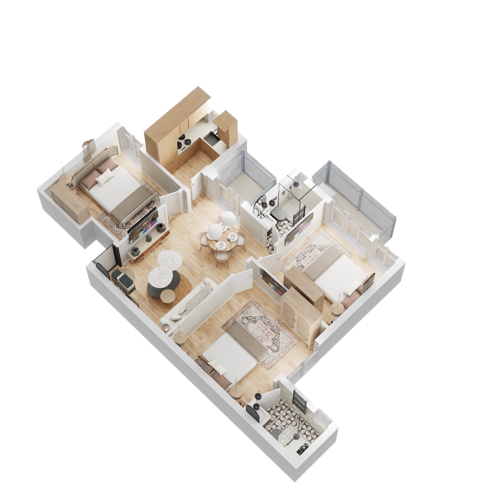 3 BHK 906 Sq. Ft. Apartment