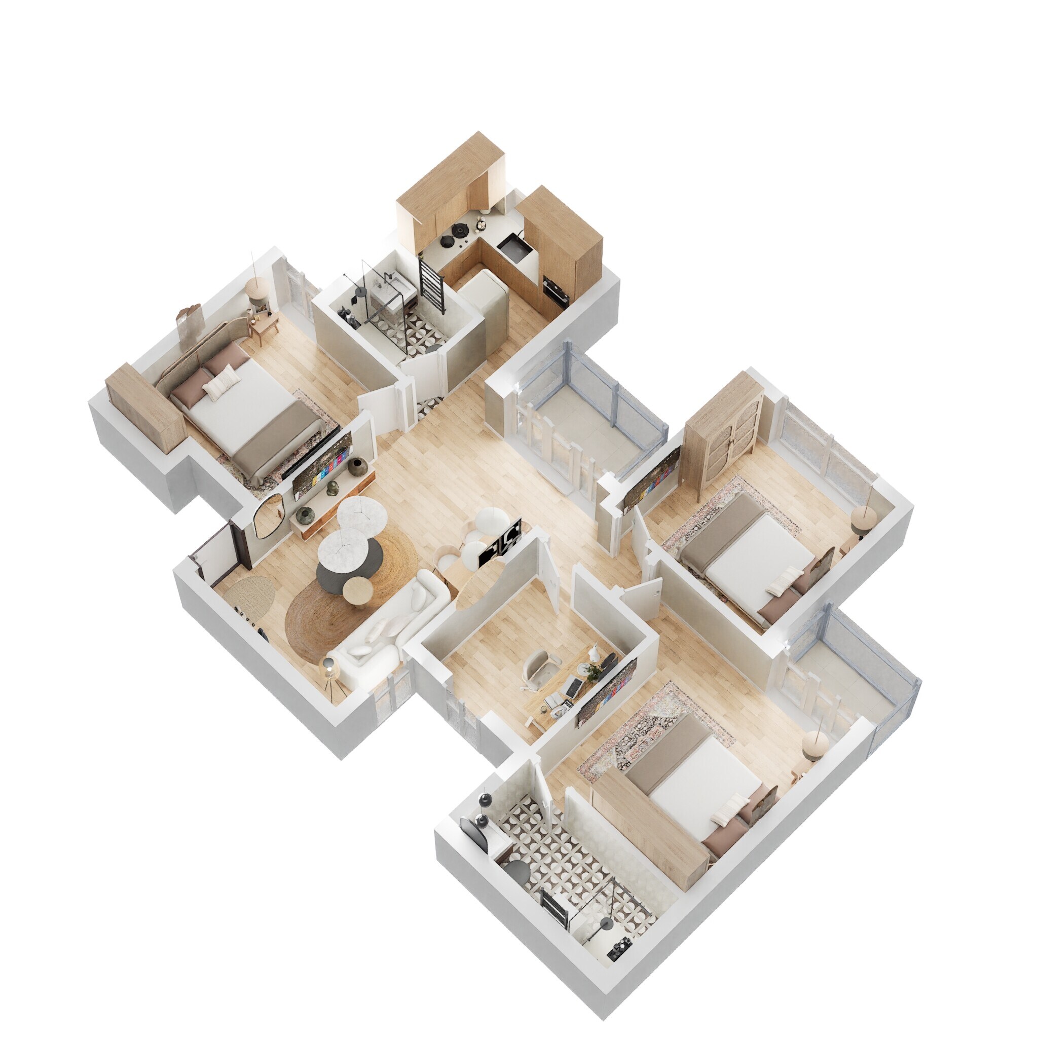 Floor plan of 3 BHK 1128 Sq. Ft. Apartment in BPTP Park Elite Premium, Faridabad