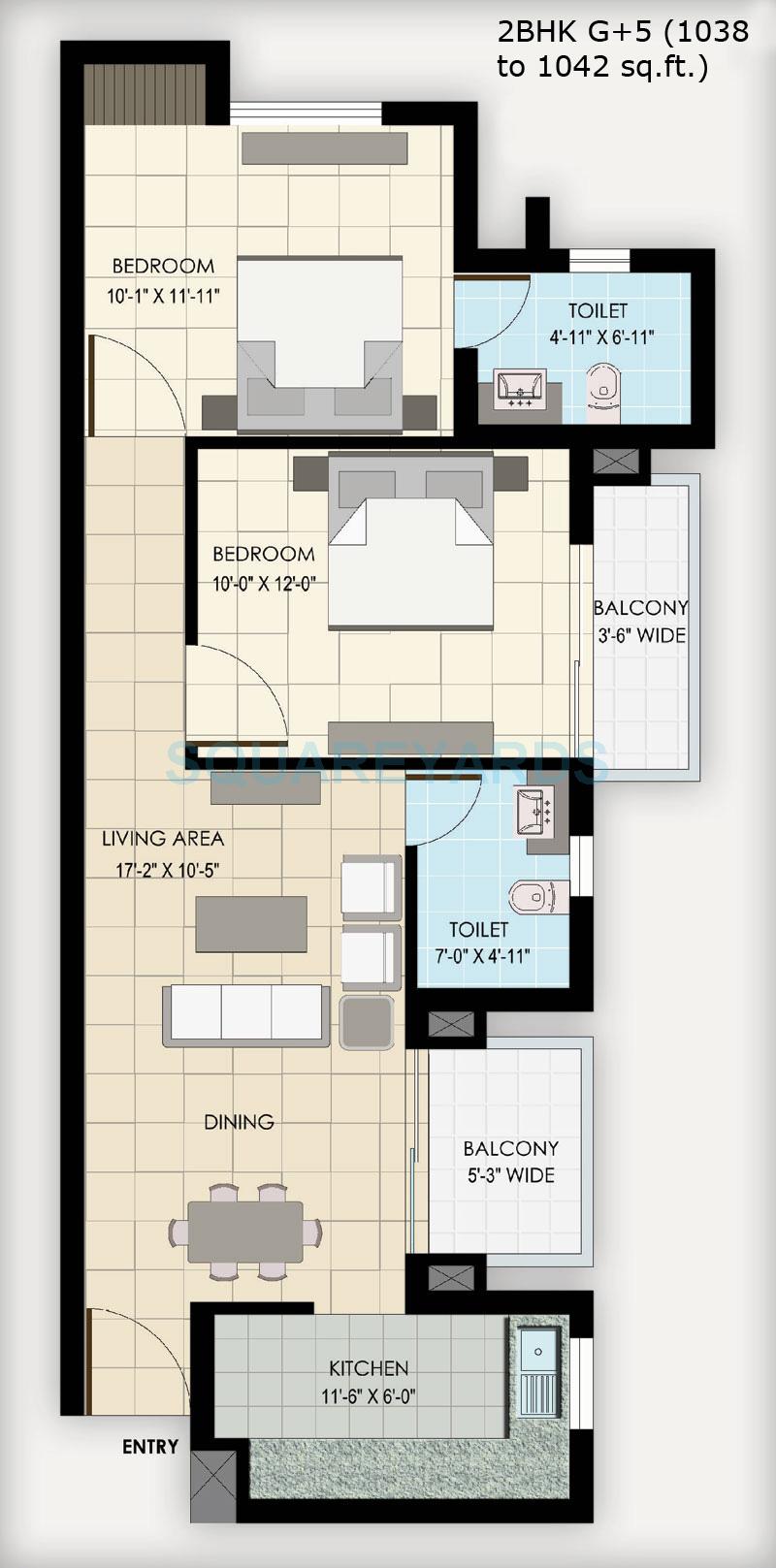 bptp park floors i apartment 2bhk 1038sqft 1