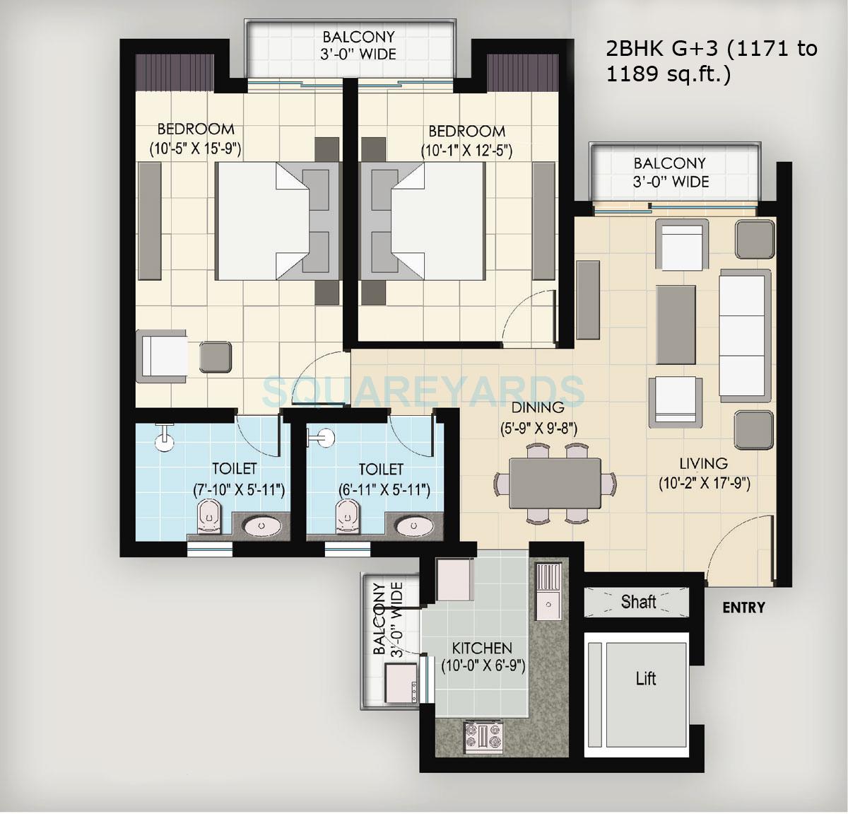 bptp park floors i apartment 2bhk 1171sqft 1