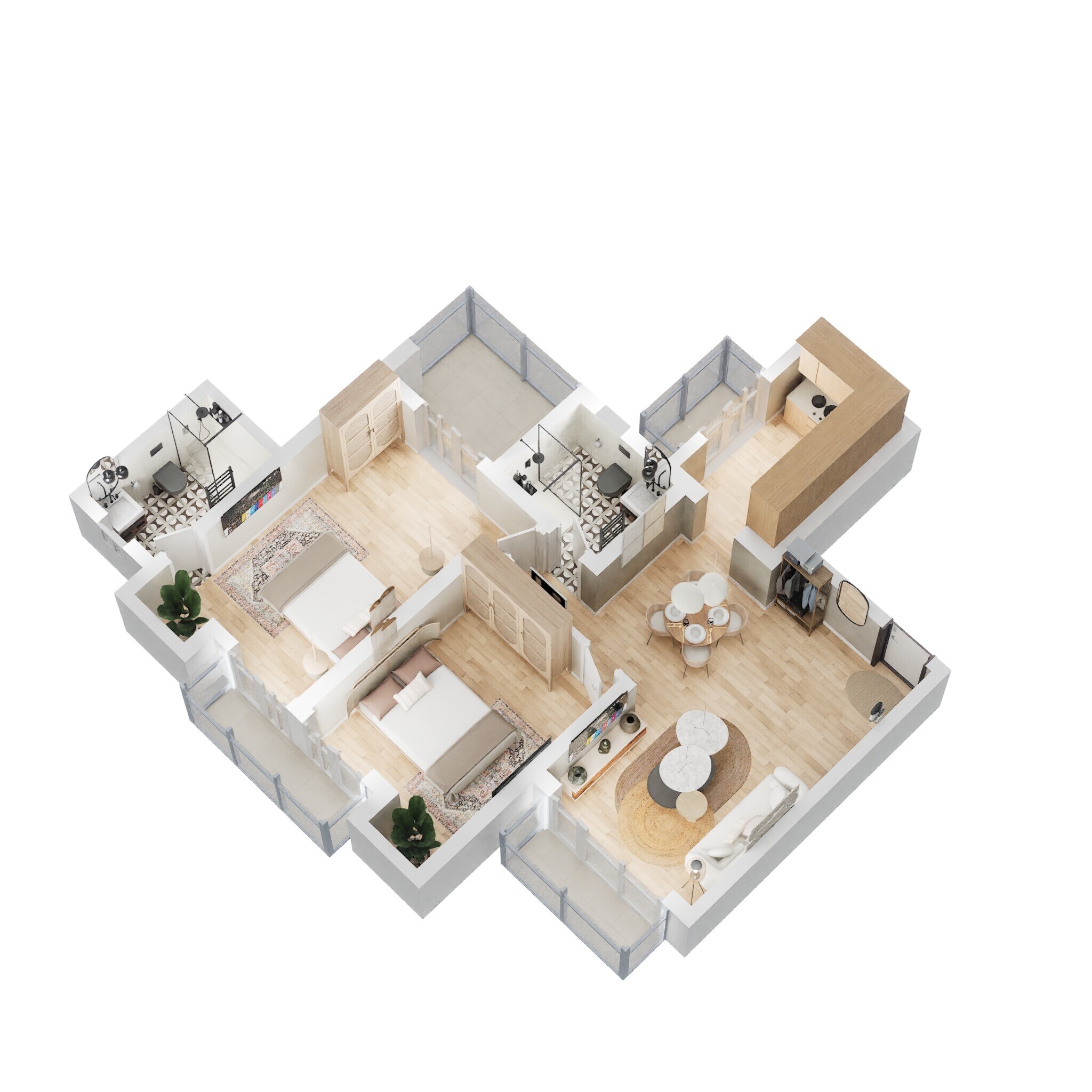 Floor plan of 2 BHK 1242 Sq. Ft. Apartment in BPTP Park Floors I, Faridabad