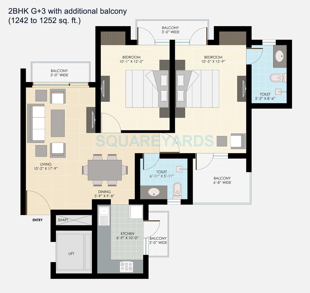 bptp park floors i apartment 2bhk 1242sqft 1