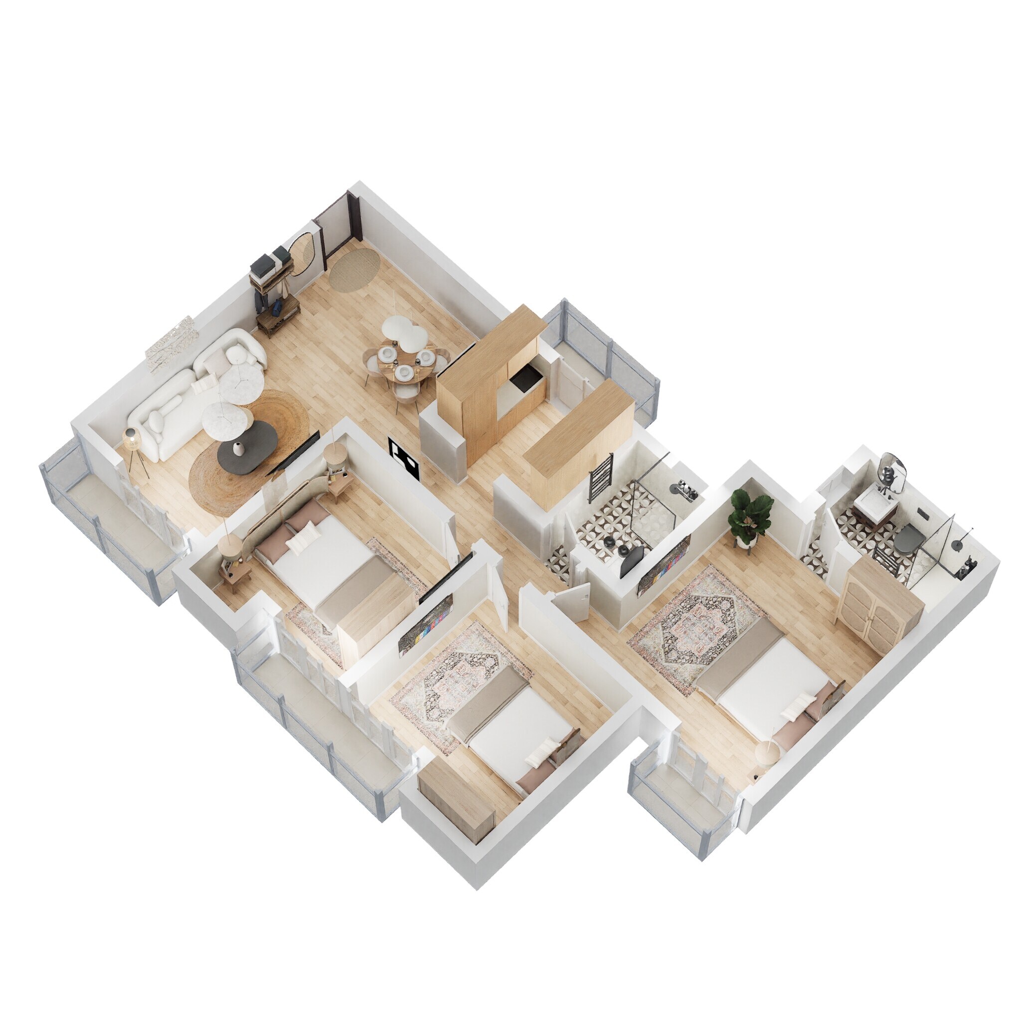 Floor plan of 3 BHK 1458 Sq. Ft. Apartment in BPTP Park Floors I, Faridabad