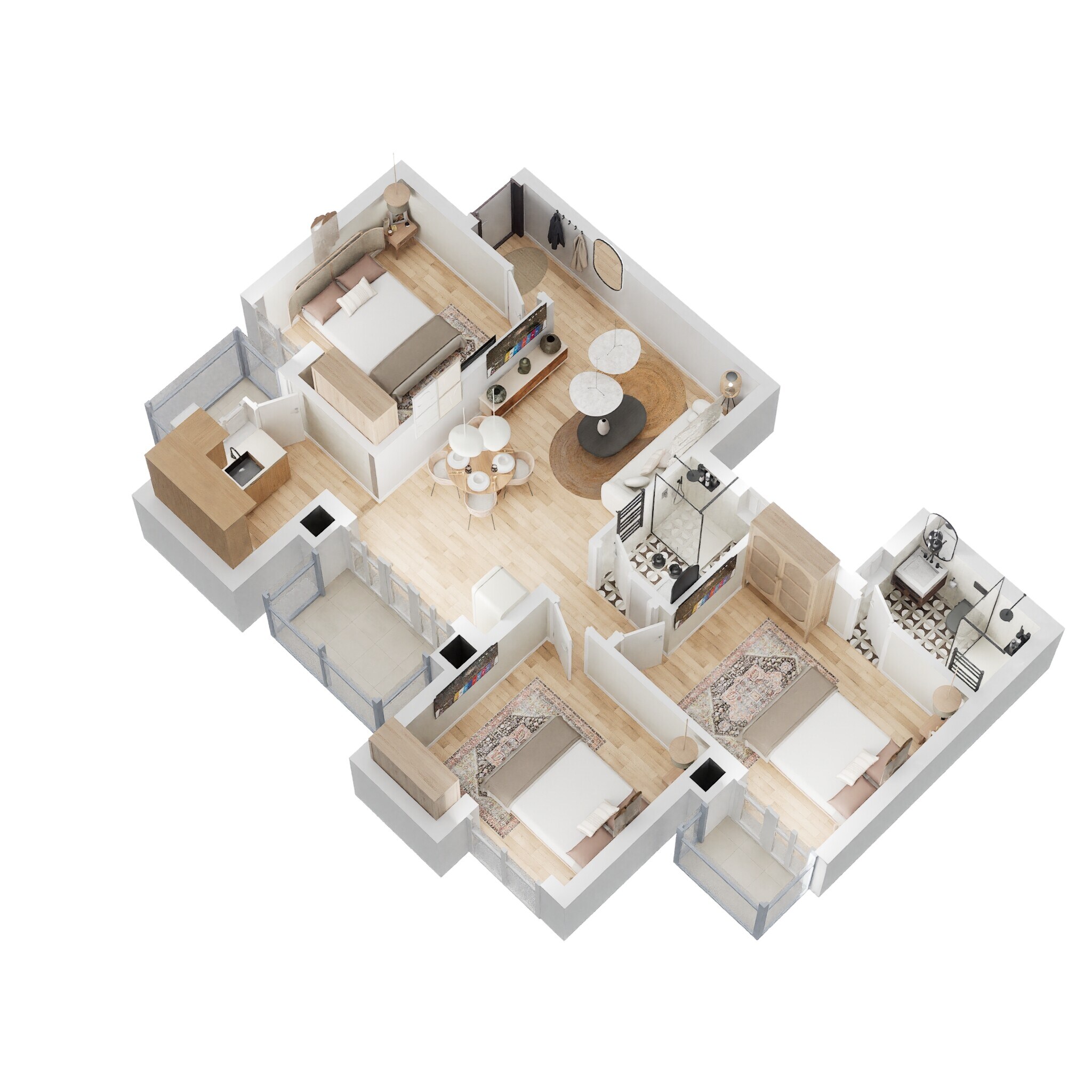 Floor plan of 3 BHK 1307 Sq. Ft. Apartment in BPTP Park Floors II, Faridabad