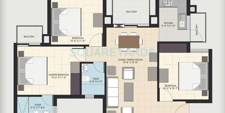 bptp park floors ii apartment 3bhk 1307sqft 1