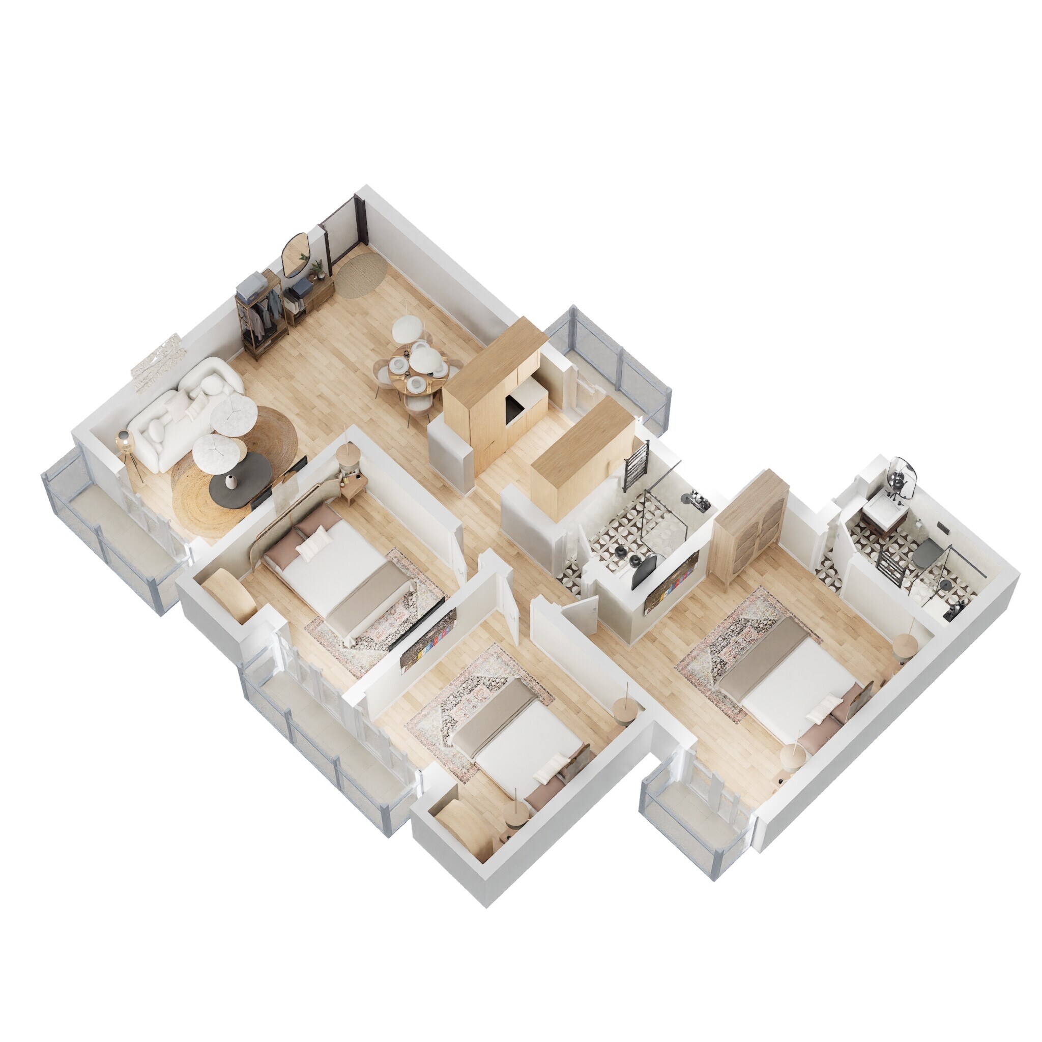 Floor plan of 3 BHK 1483 Sq. Ft. Apartment in BPTP Park Floors II, Faridabad
