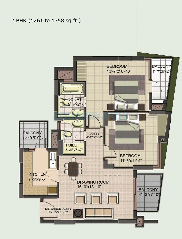 Other, bptp-princess-park 2 Bedroom 1261 Sq.Ft. Apartment In Sector 86 Faridabad 9198525