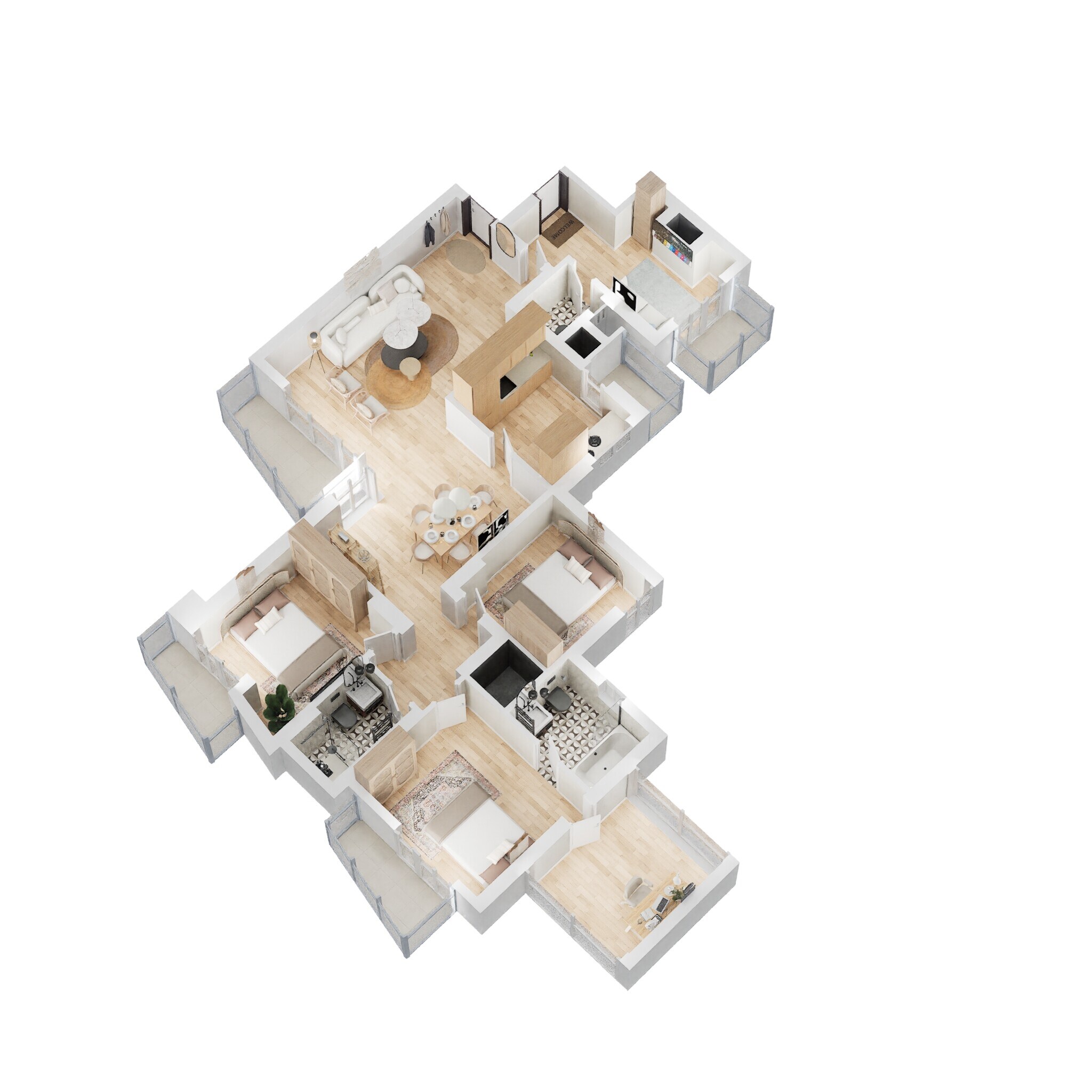 Floor plan of 3 BHK 2355 Sq. Ft. Apartment in BPTP Princess Park, Faridabad