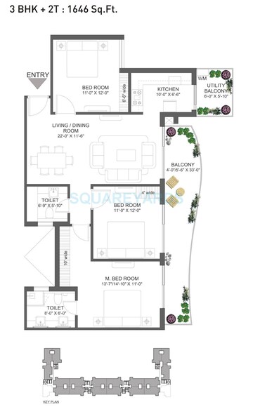  3 BHK Apartment at Bptp Park Sentosa, Sector 77 – for Rent