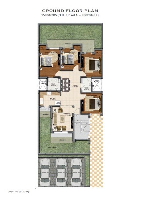 Floor plan of 4 BHK 1382 Sq. Ft. Ind Floor in BPTP Parkland Pride, Faridabad