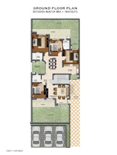 Floor plan of 4 BHK 1803 Sq. Ft. Ind Floor in BPTP Parkland Pride, Faridabad