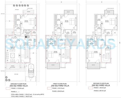 Floor plan of 2 BHK 1815 Sq. Ft. Villa in BPTP Parklands Villa, Faridabad