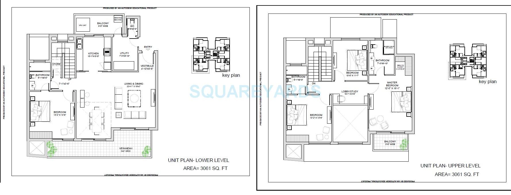 Floor plan of 4 BHK 3061 Sq. Ft. Apartment in BPTP The Deck, Faridabad