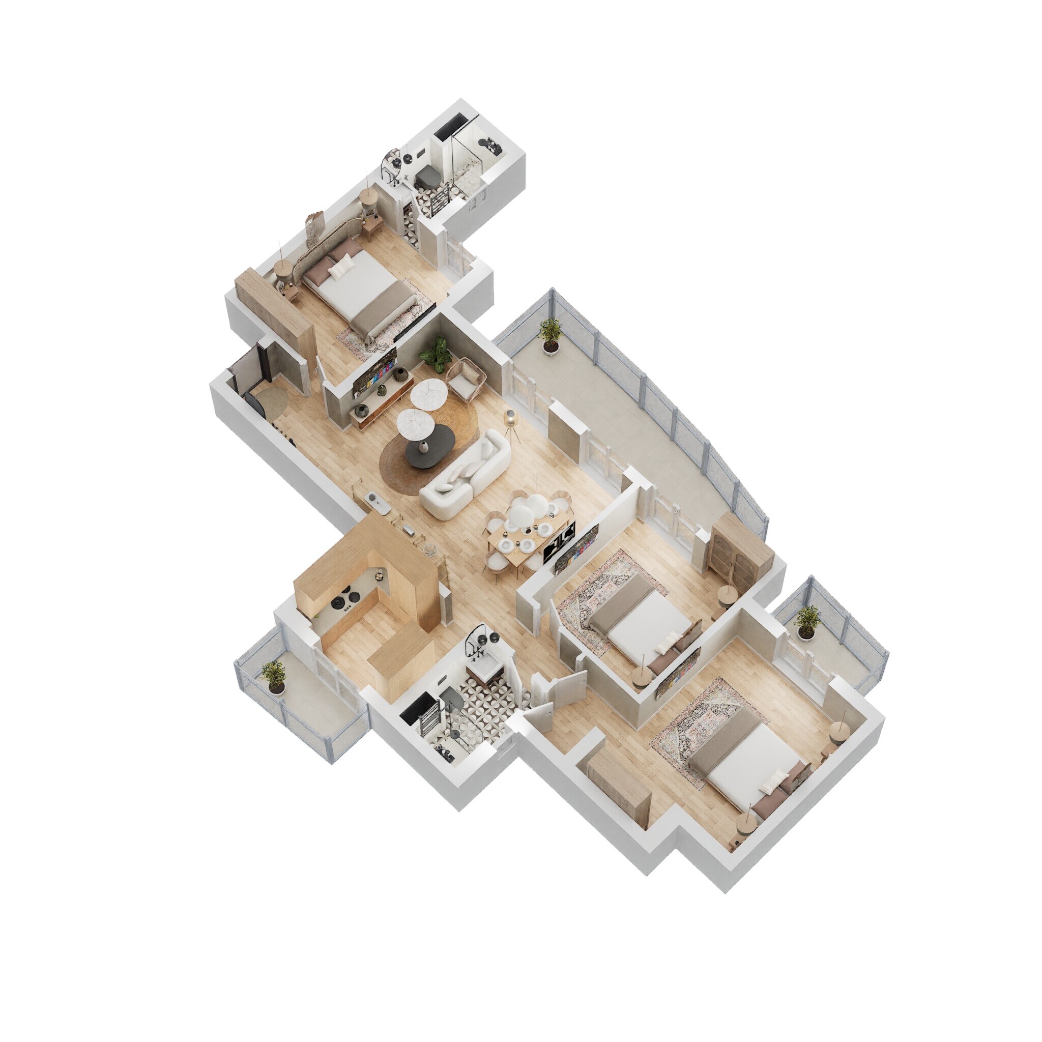 Floor plan of 3 BHK 1643 Sq. Ft. Apartment in BPTP The Resort, Faridabad