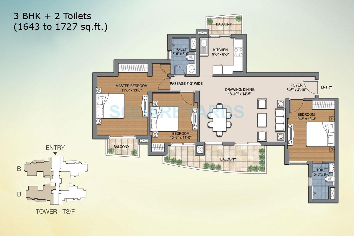 3 BHK Apartment at BPTP The Resort, Sector 75 – for Rent