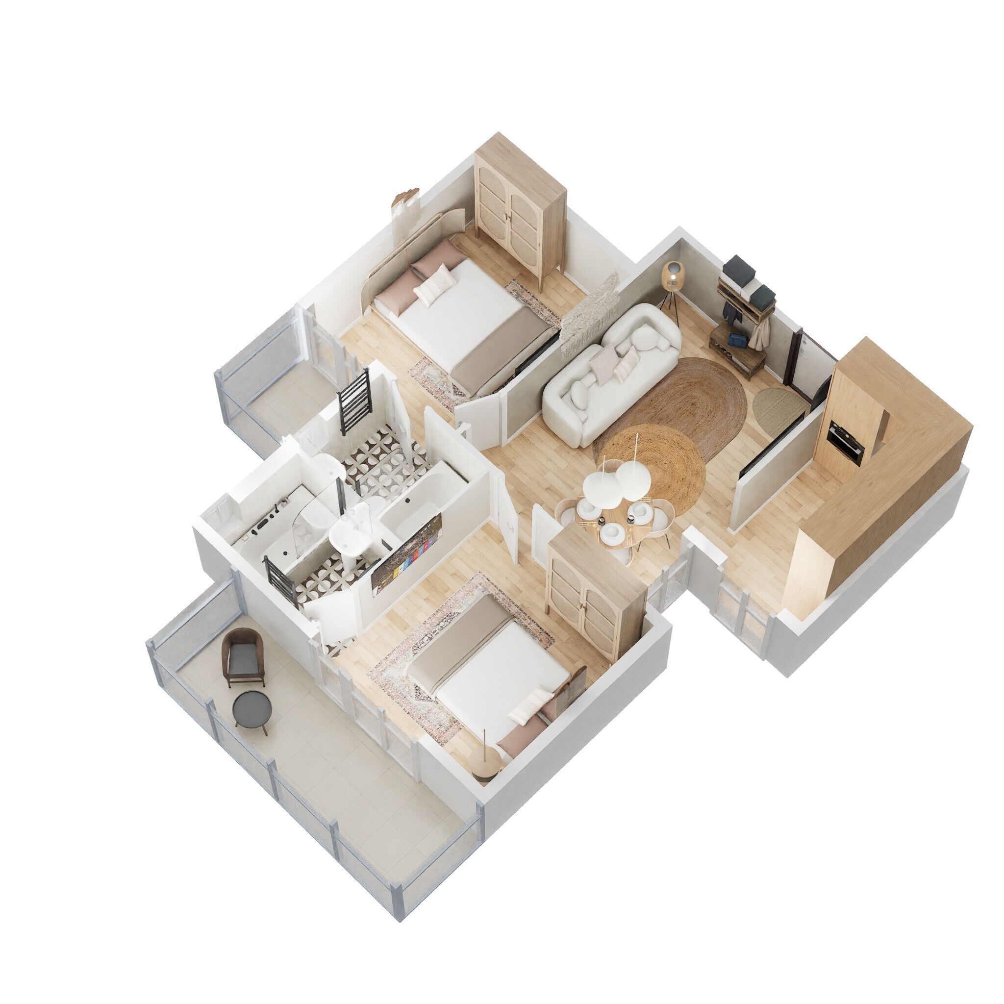 Floor plan of 2 BHK 585 Sq. Ft. Apartment in Conscient Habitat Residences, Faridabad